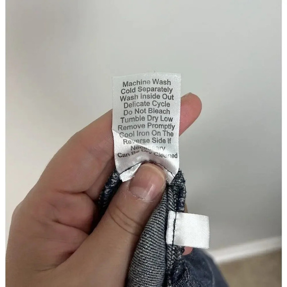 CAbi Style #930 Blue Linen Skirt Flared Topstitch Patchwork A-Line Size 8 Womens - Picture 6 of 6